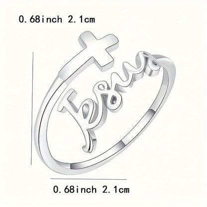 Faith in Silver – Jesus Cross Open Ring