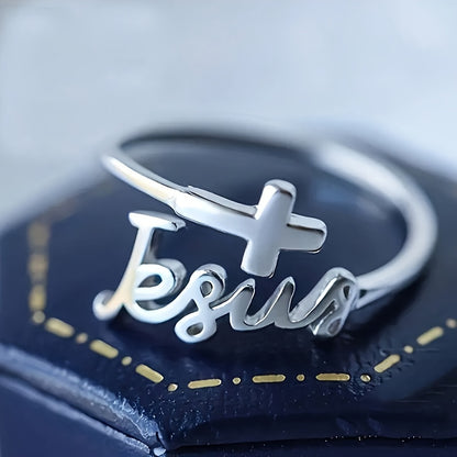 Faith in Silver – Jesus Cross Open Ring