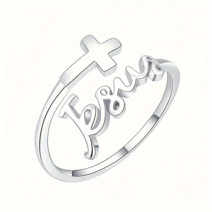 Faith in Silver – Jesus Cross Open Ring
