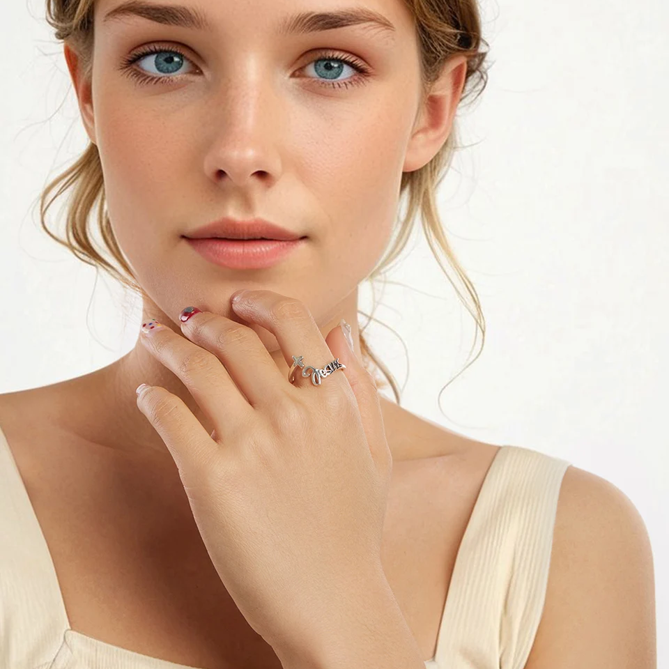 Faith in Silver – Jesus Cross Open Ring