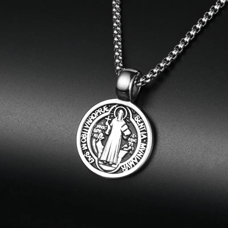 St. Benedict Medal Stainless Steel Necklace